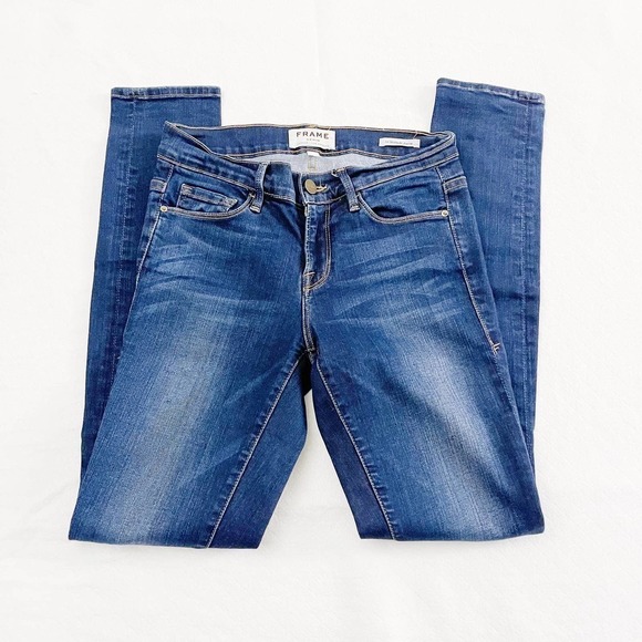 Frame Le skinny de Jeanne Crop Med Wash Jeans SZ26 (Dark Wash) - Picture 2 of 9